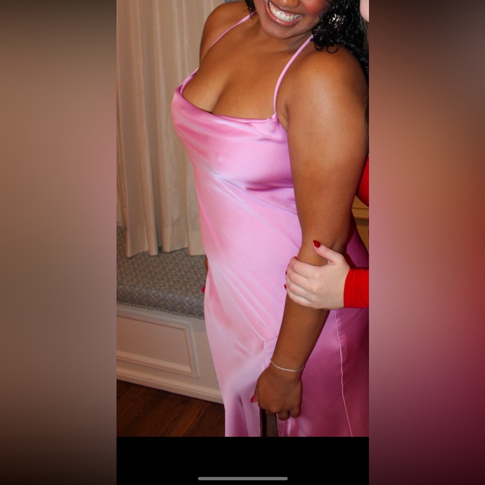 Pink Satin Cowl Neck dress